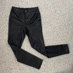 Black Faux Leather Fleece-Lined Leggings